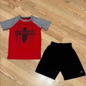 Boys Marvel Spider-Man top sz 7 and RBX Black Shorts sz 8 lot